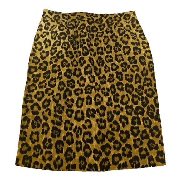 LAUREN RALPH LAUREN Leopard Linen Cotton Skirt - Size 8 - Picture 2 of 5